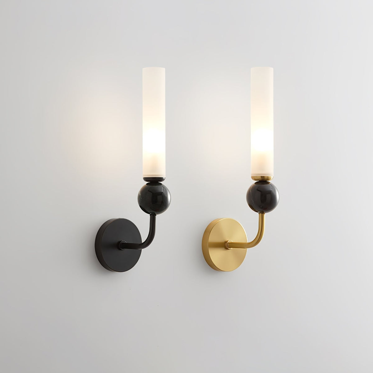 Aljezur wall sconce three-quarter mounted view against white wall