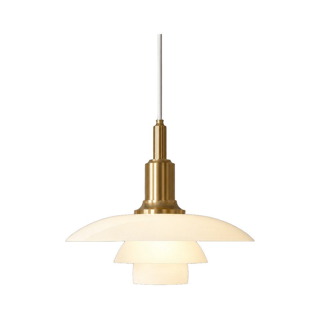Three-Tier Opal Glass Pendant Light — complete product view on a pure white background