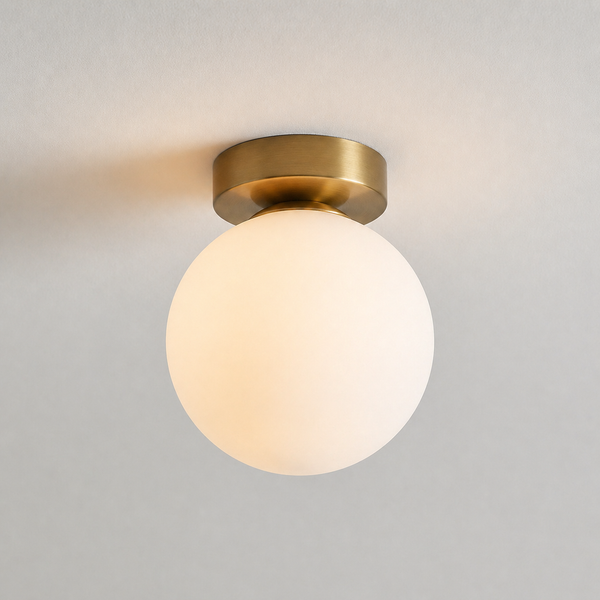 Indoor Wall Lamp Globe Opal Glass Shade Round Flush Mount Modern Sconce Lighting