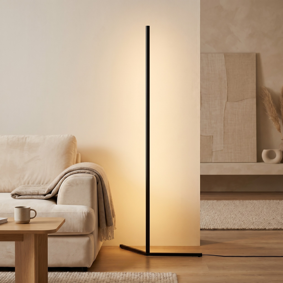 Tricolour Floor Lamp with Remote Control — Dimmable Warm Light