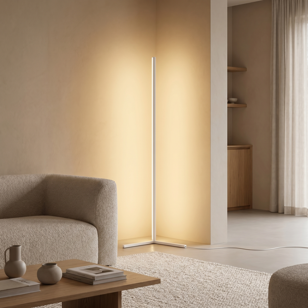 Tricolour Floor Lamp with Remote Control — Dimmable Warm Light
