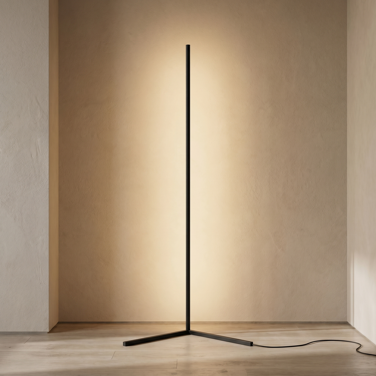 Tricolour Floor Lamp with Remote Control — Dimmable Warm Light – Black