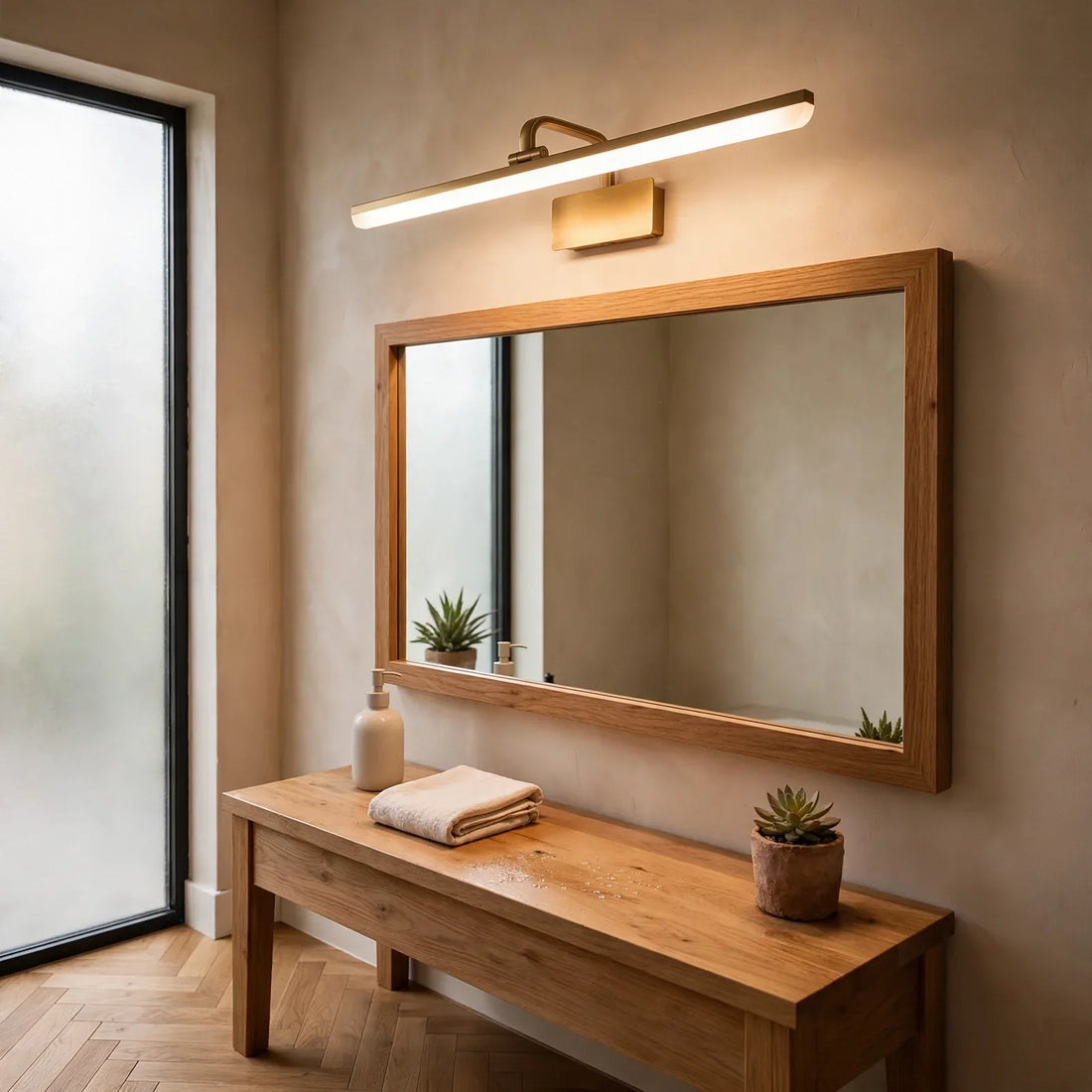 LED Bathroom Vanity Lights Gold Linear Bath Bar Swivel Wall Mount for Mirrors