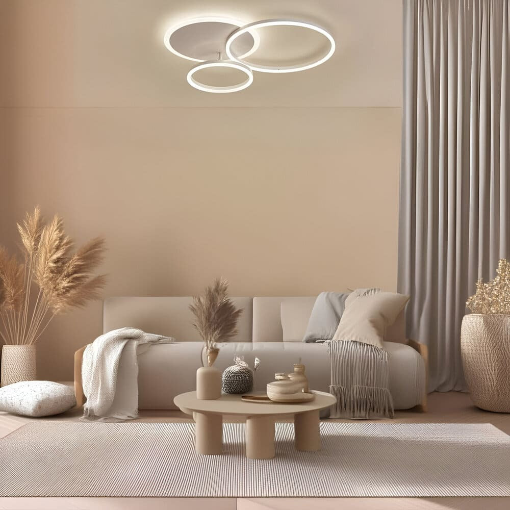 Circle Interlocking Ring LED Flush Mount – 3 Lights, White