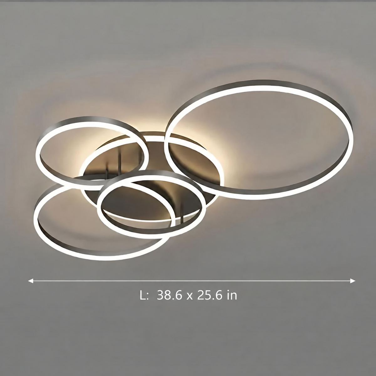 Circle Interlocking Ring LED Flush Mount – 5 Lights, Black