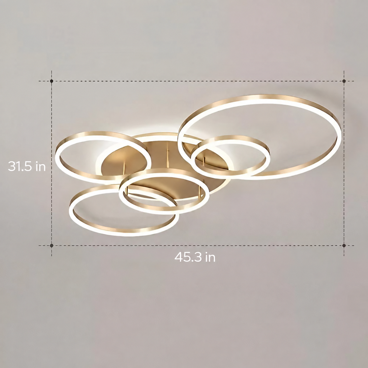 Circle Interlocking Ring LED Flush Mount – 6 Lights, Gold