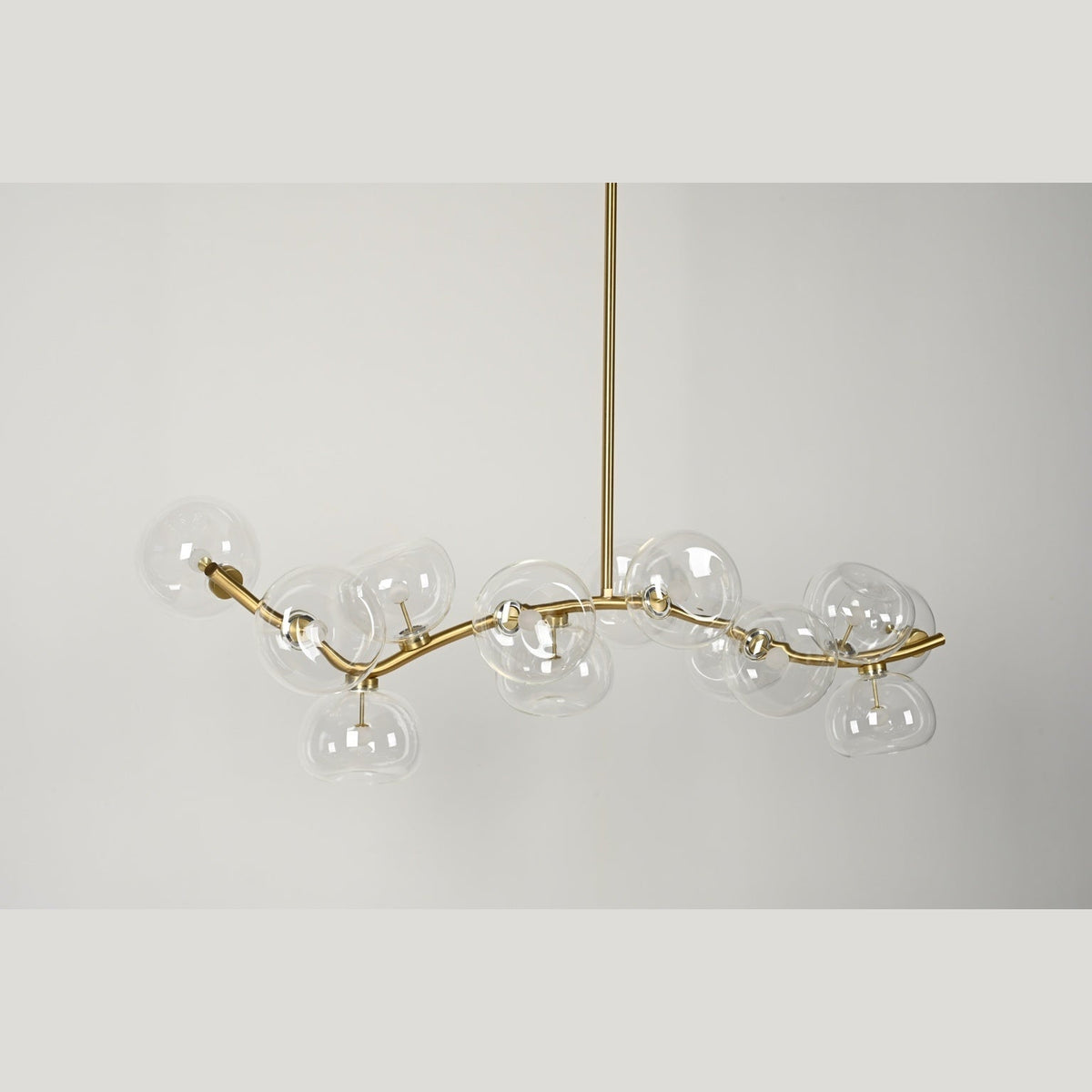 Clear glass chandelier unlit — real product photograph