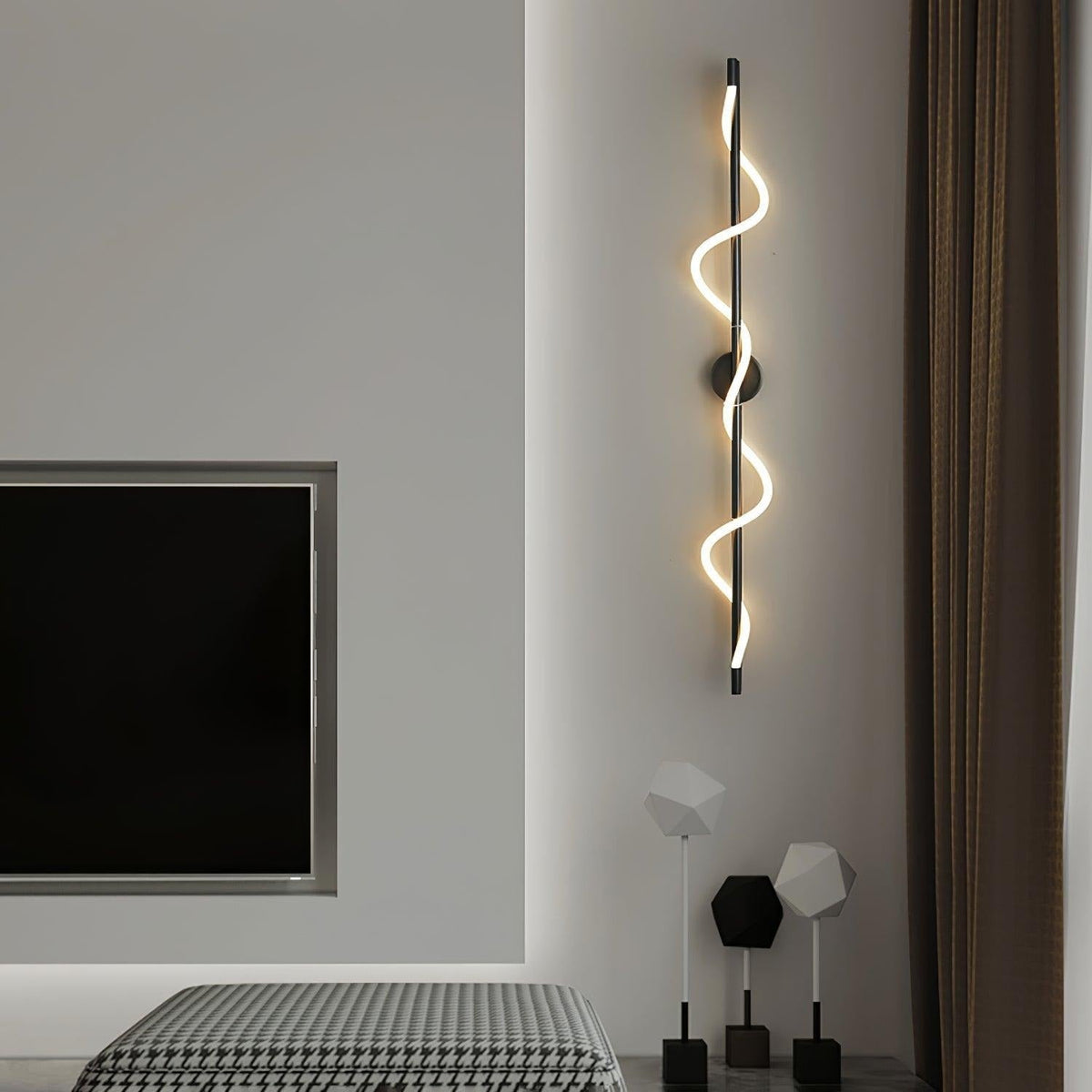 Close-up of brass metal and white silicone spiral form, Alvito sconce detail
