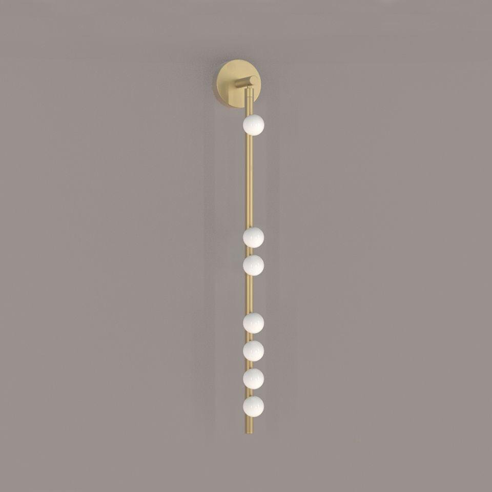 Detail of glass globes on seven-A head sconce