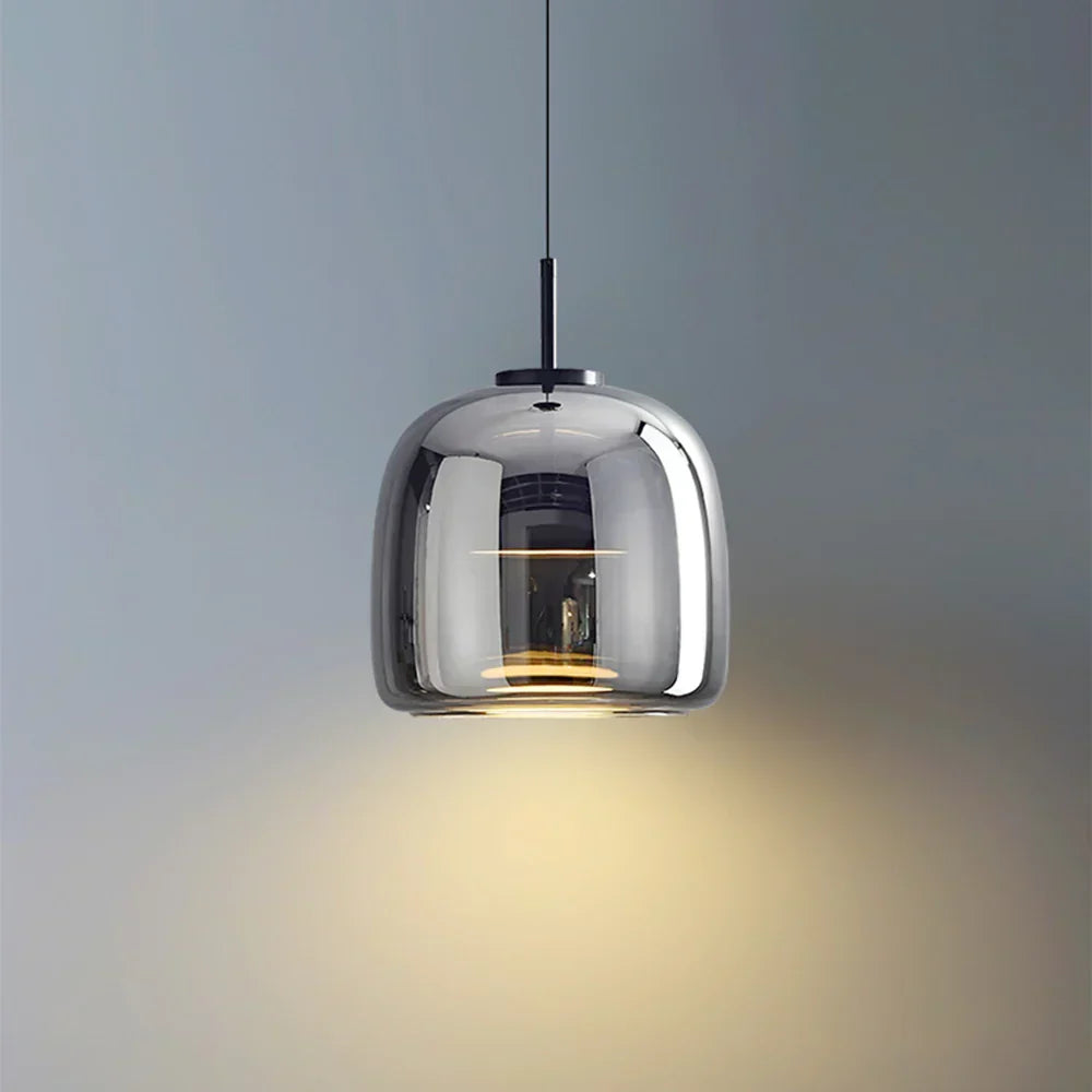 Modern Glass Pendant Light Amber Smoked Clear Dome LED Hanging Lamp Kitchen Island 9-13 Inch
