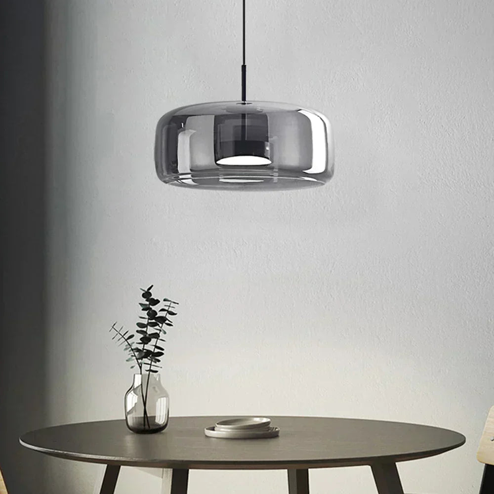 Modern Glass Pendant Light Amber Smoked Clear Dome LED Hanging Lamp Kitchen Island 9-13 Inch