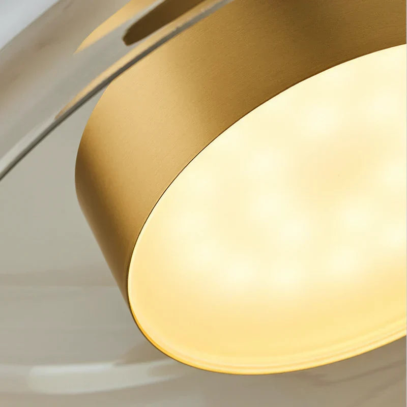 Modern Glass Pendant Light Amber Smoked Clear Dome LED Hanging Lamp Kitchen Island 9-13 Inch