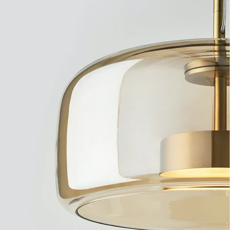 Modern Glass Pendant Light Amber Smoked Clear Dome LED Hanging Lamp Kitchen Island 9-13 Inch