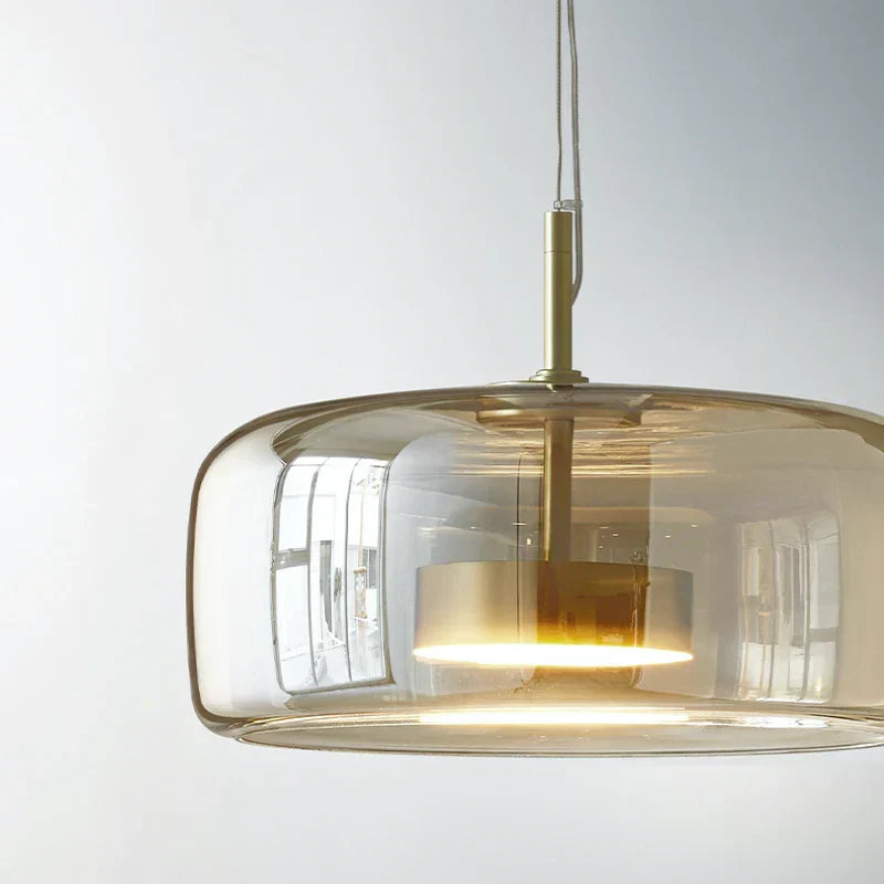 Modern Glass Pendant Light Amber Smoked Clear Dome LED Hanging Lamp Kitchen Island 9-13 Inch