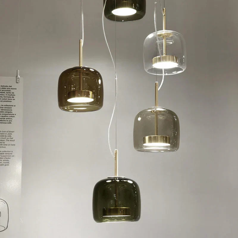 Modern Glass Pendant Light Amber Smoked Clear Dome LED Hanging Lamp Kitchen Island 9-13 Inch