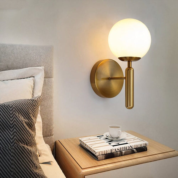 Black and Gold Wall Sconce Globe Glass Shade 12.6 Inch Indoor Wall Light Fixture