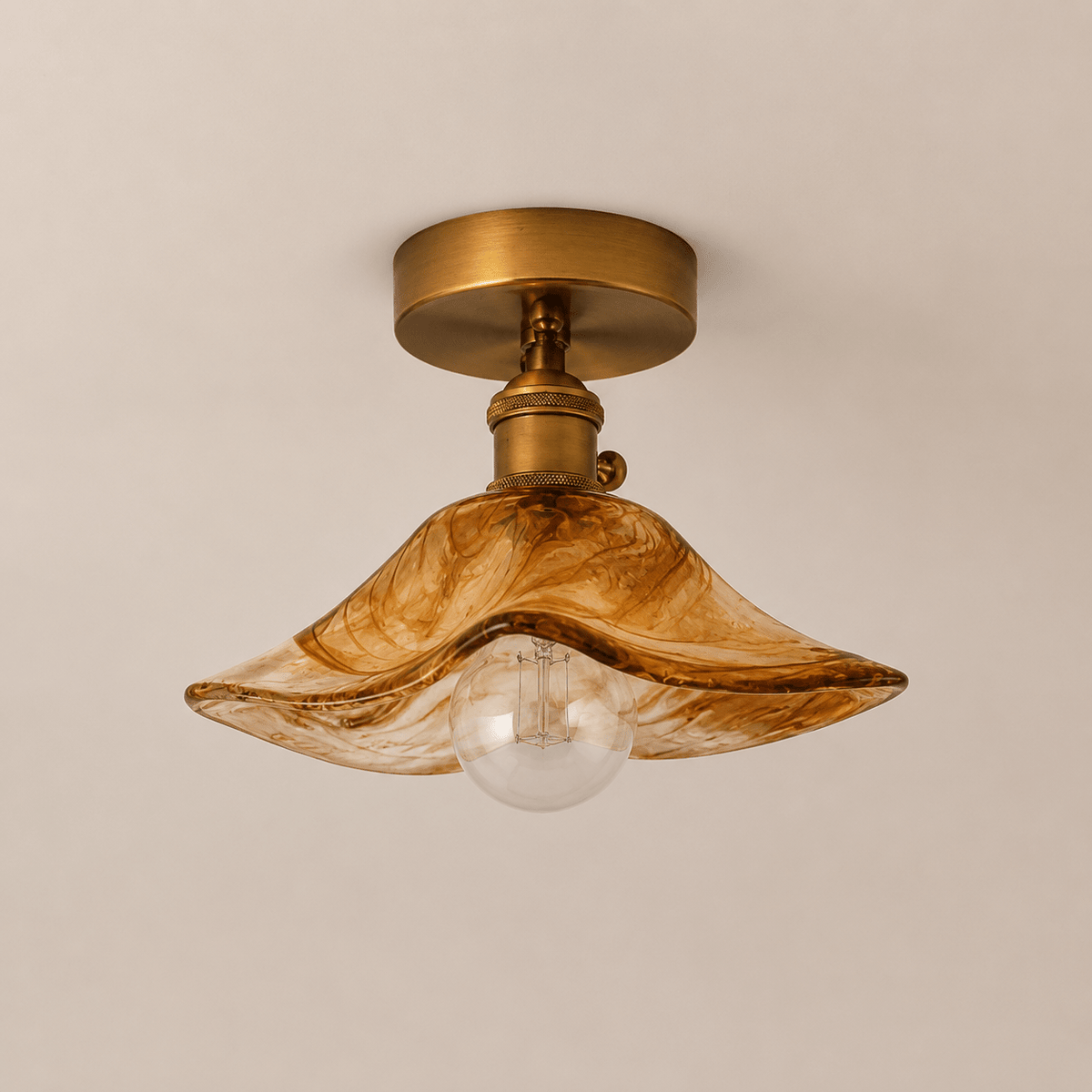 Evangeline | Amber Glass Ceiling Lamp - Luma House