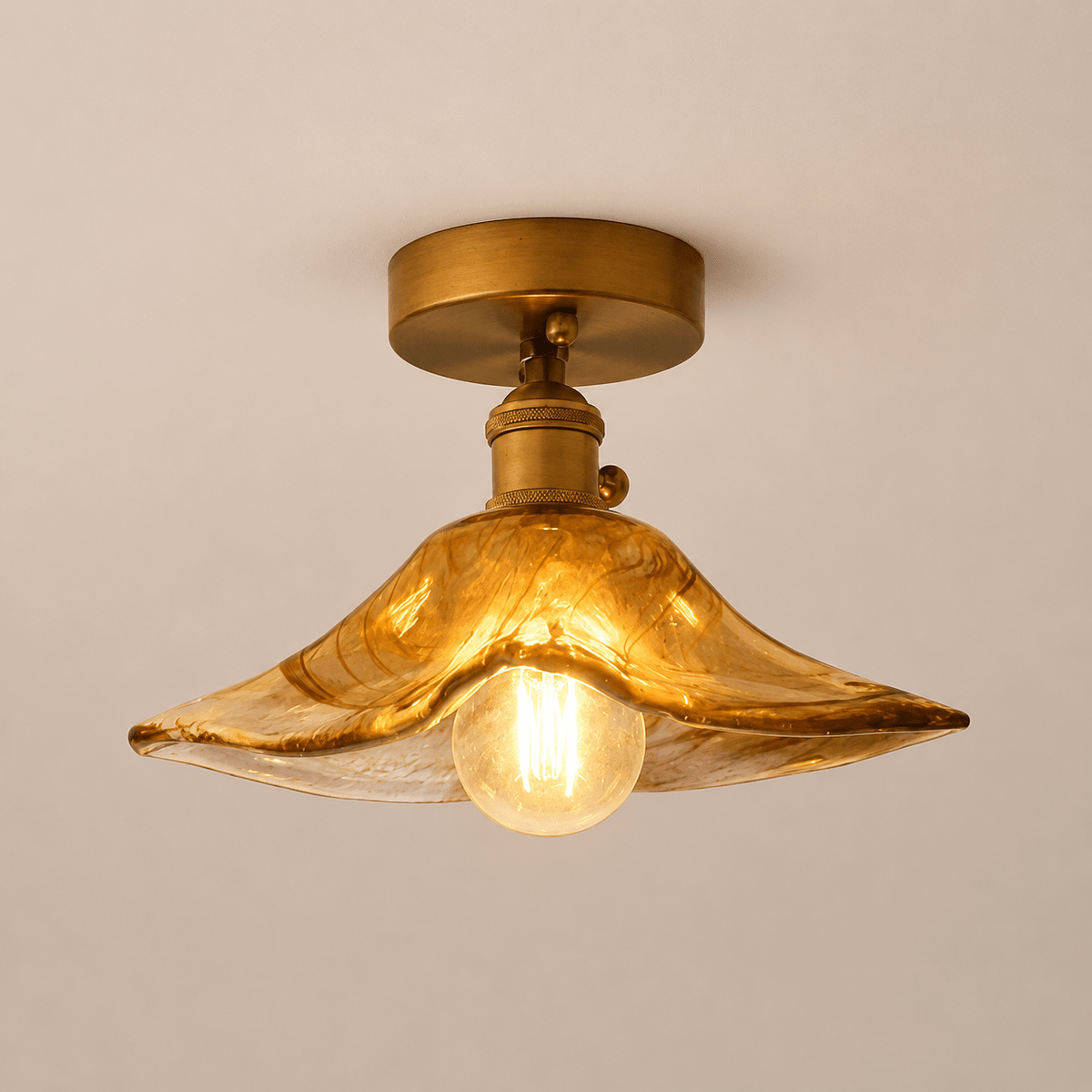 Evangeline | Amber Glass Ceiling Lamp - Luma House