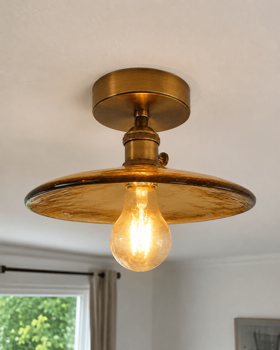 Evangeline | Amber Glass Ceiling Lamp - Luma House