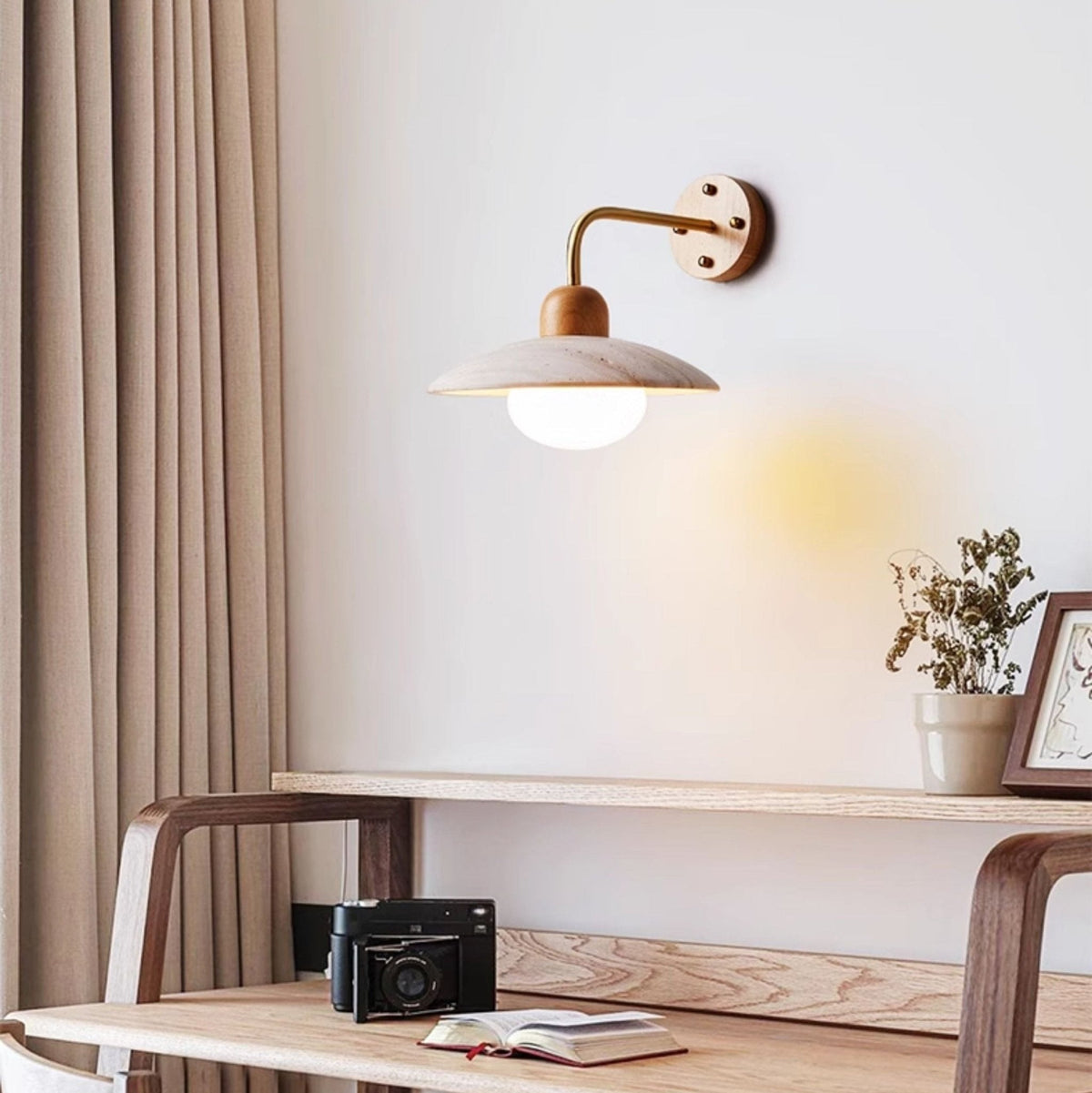 Full view of Boticas dome wall sconce with gold finish