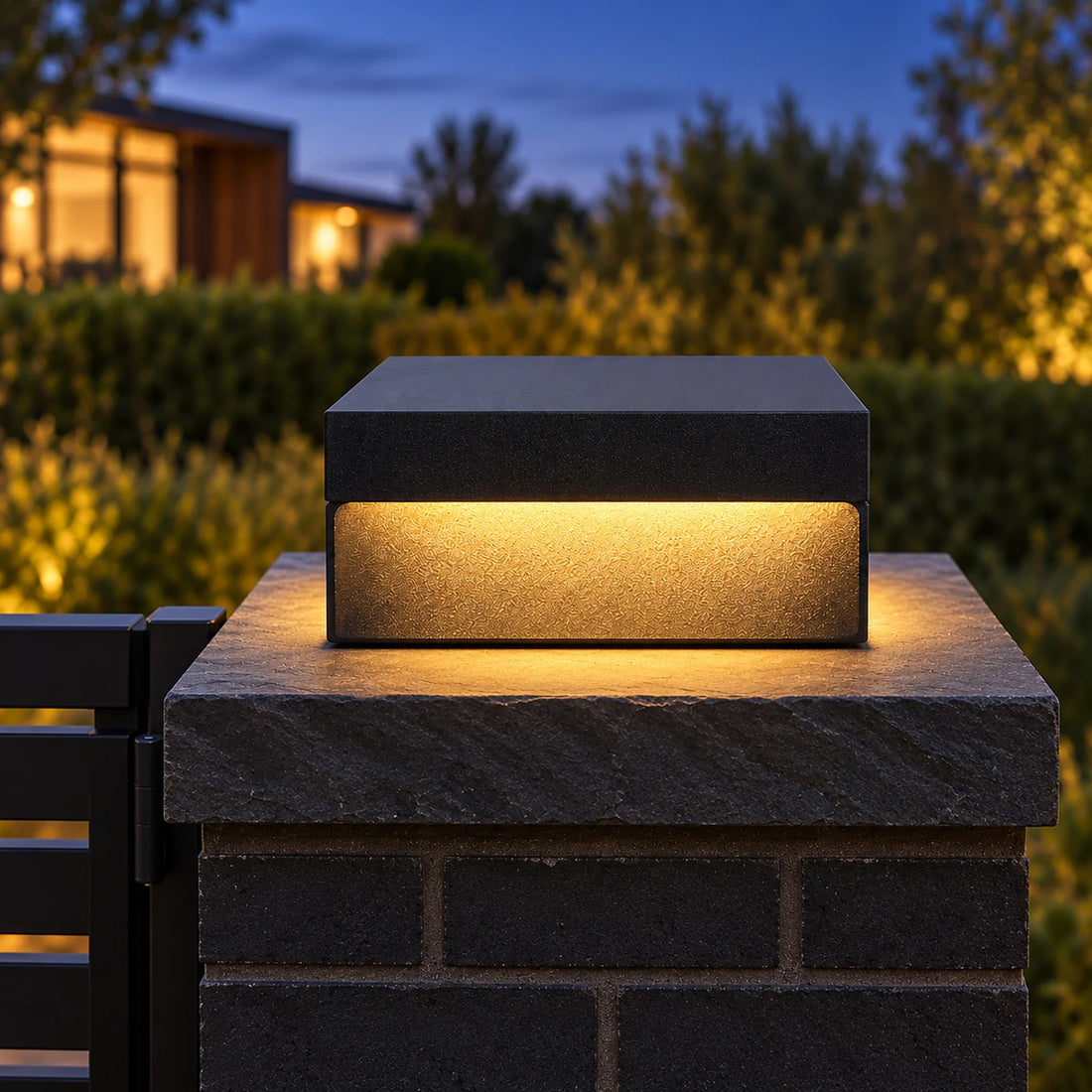 LED Solar Lights Outdoor Pillar Post Cap Light Warm 3000K Square Hardwired Garden Fence