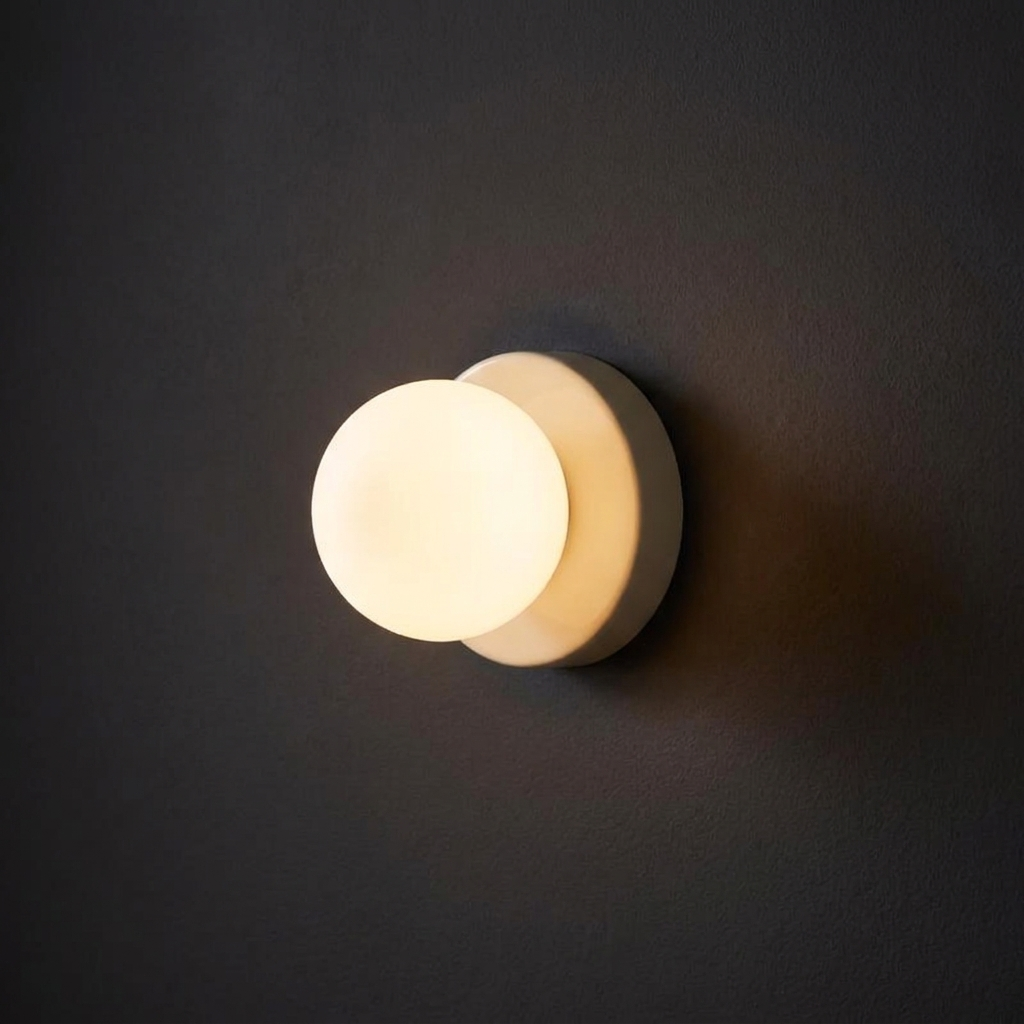 Macaron mini wall sconce with a white glass shade