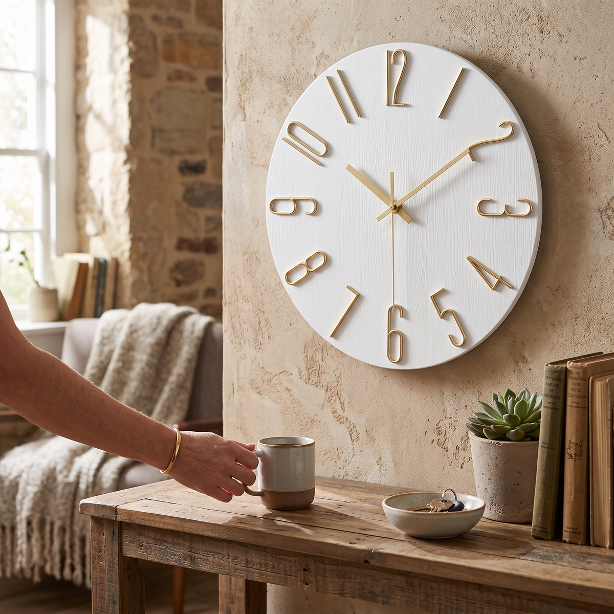 Aurum Silent Wall Clock with Gold Numerals - Gold