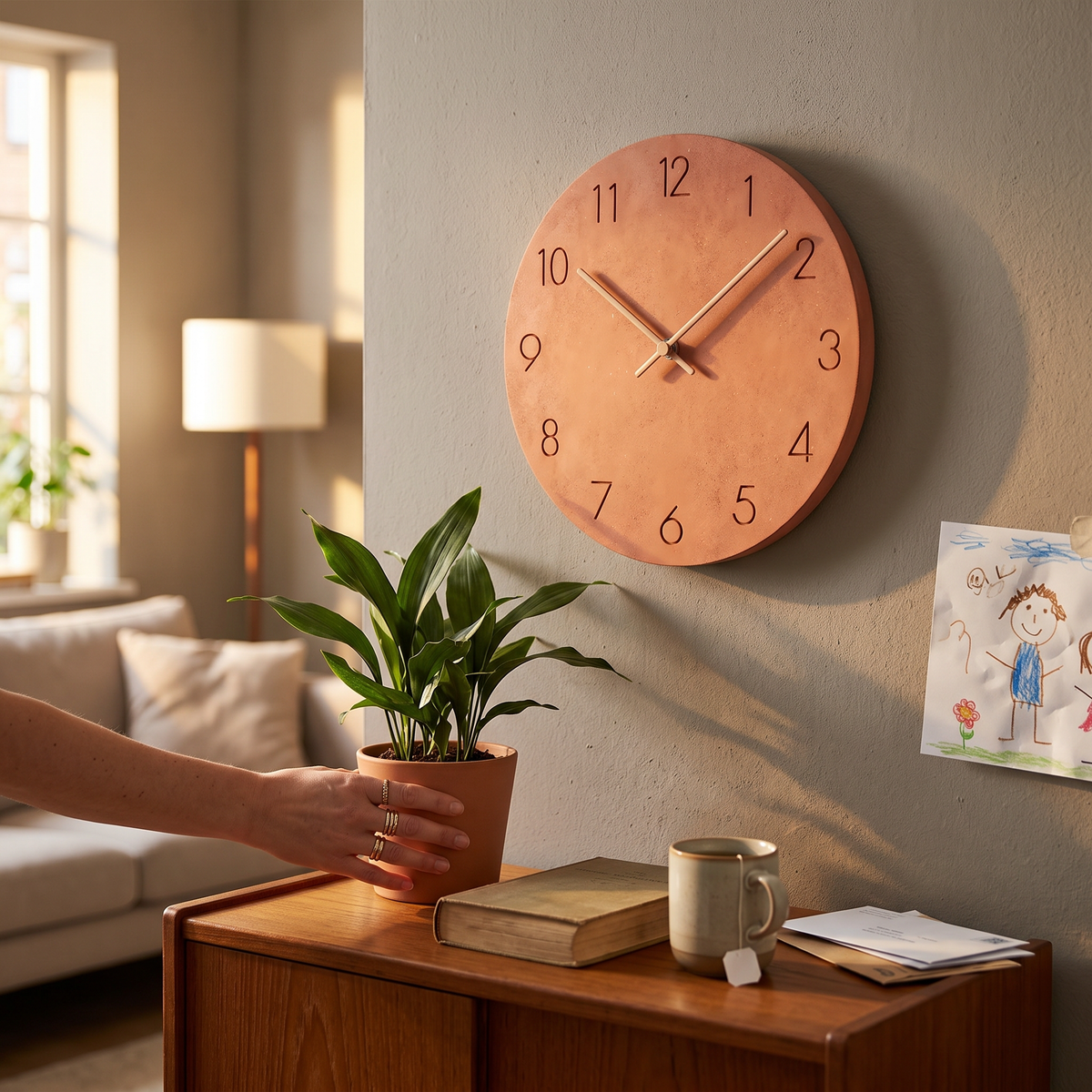 Fjell Minimalist Wood Wall Clock - Orange