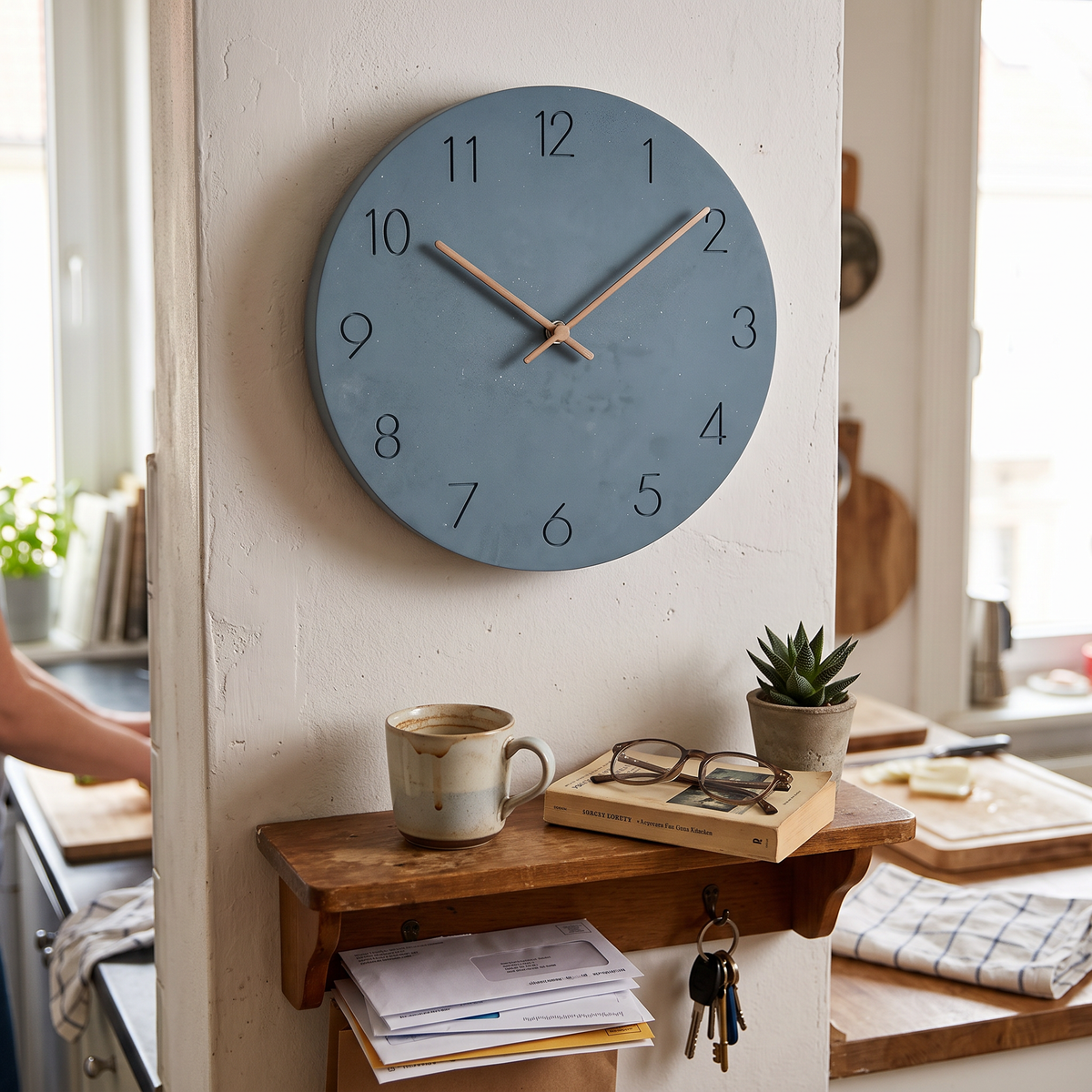 Fjell Minimalist Wood Wall Clock - Blue
