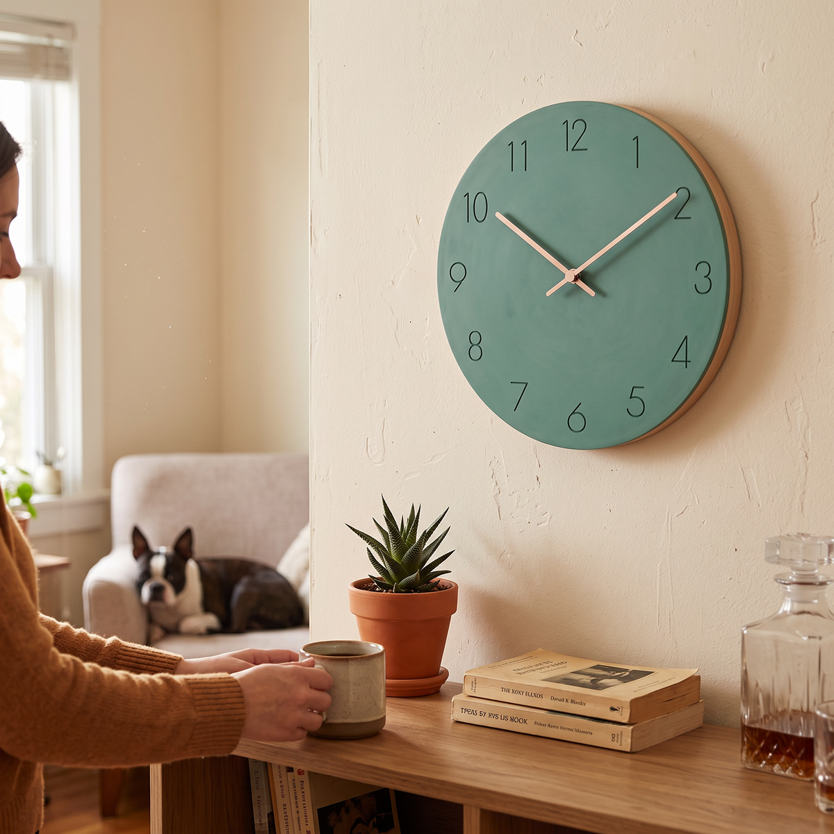 Fjell Minimalist Wood Wall Clock - Green