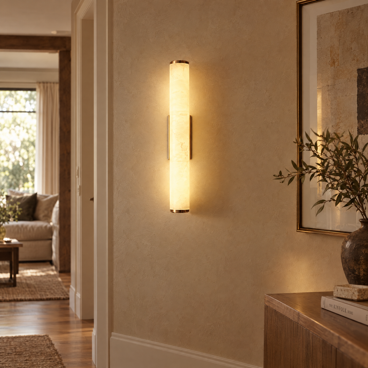 Marble-Style Wall Light with Warm White LED and Copper Accents | lifestyle