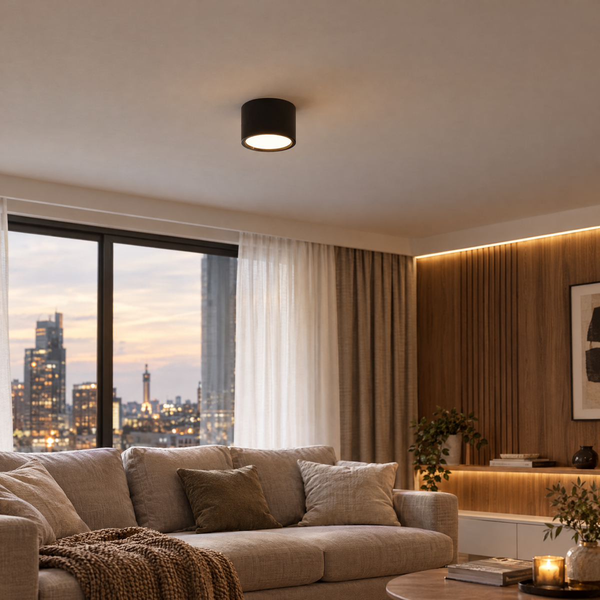 Modern Black and White LED Ceiling Light Fixture | lifestyle