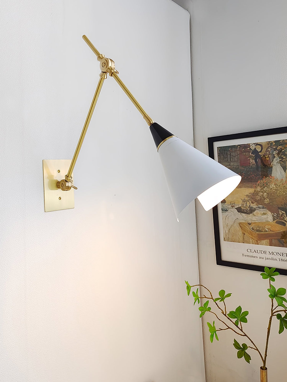 Illuminated sconce showing warm light from E14 bulb socket