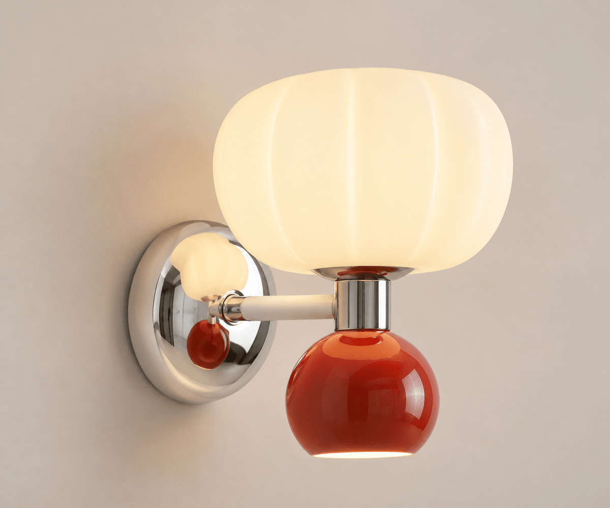 Isadora | Ribbed Pumpkin Wall Sconce in Moulded Resin and Iron - Luma House