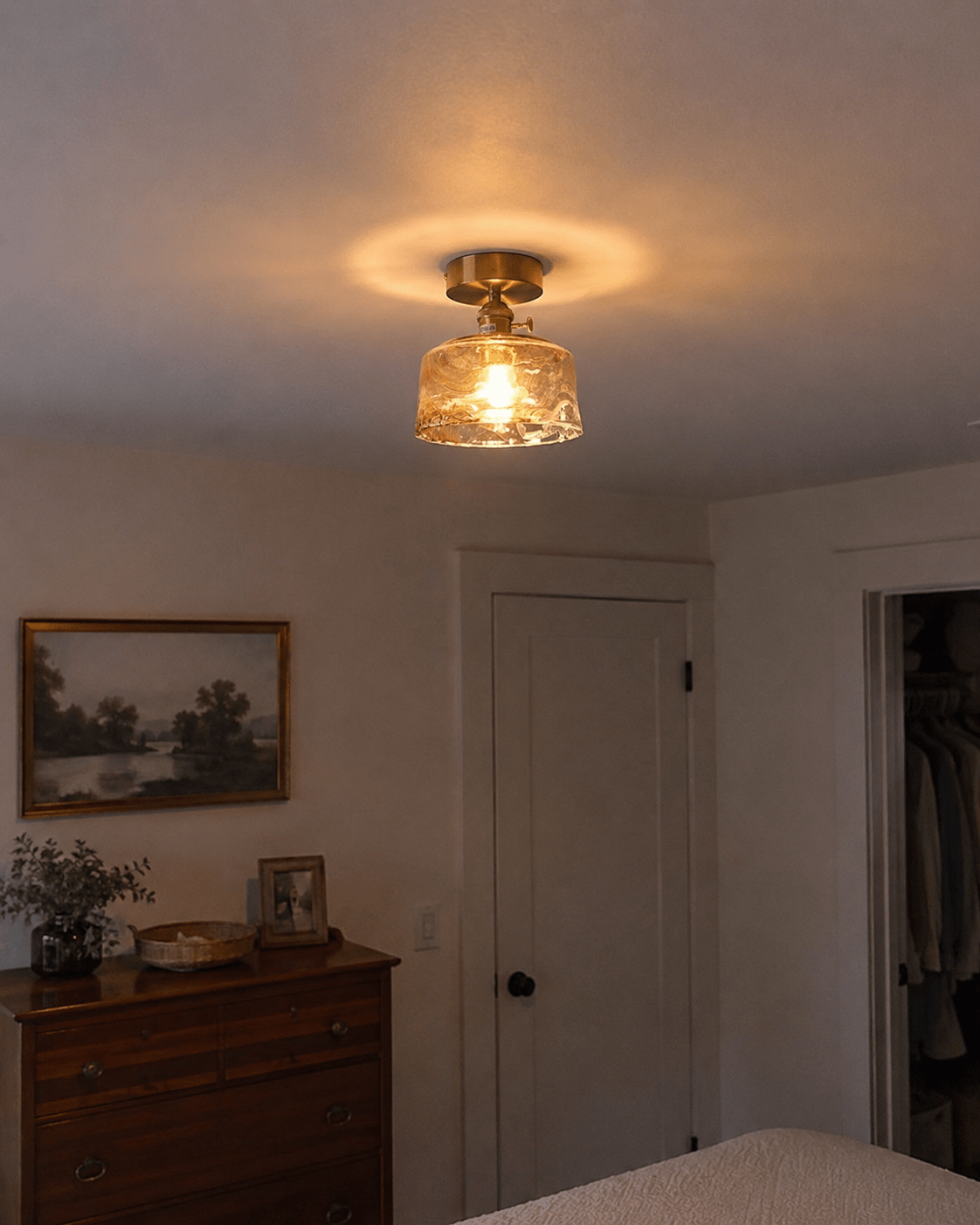 Josephine | Ruffled Amber Glass Ceiling Lamp - Luma House