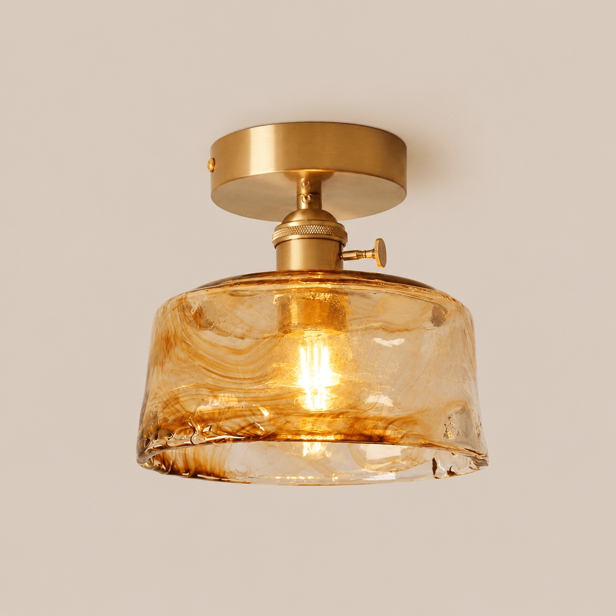 Josephine | Ruffled Amber Glass Ceiling Lamp - Luma House