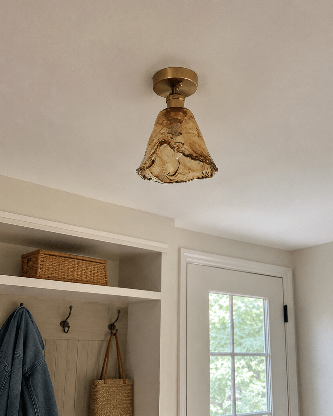 Josephine | Ruffled Amber Glass Ceiling Lamp - Luma House