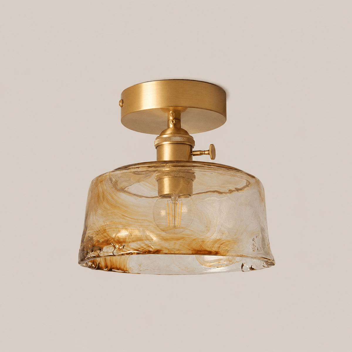 Josephine | Ruffled Amber Glass Ceiling Lamp - Luma House