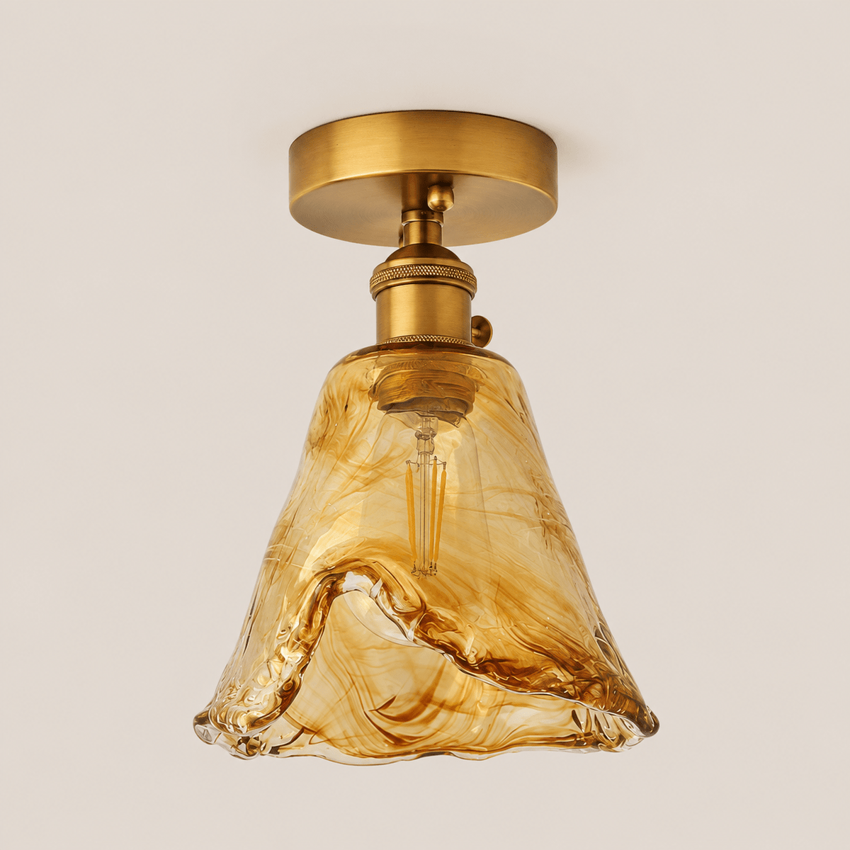 Josephine | Ruffled Amber Glass Ceiling Lamp - Luma House