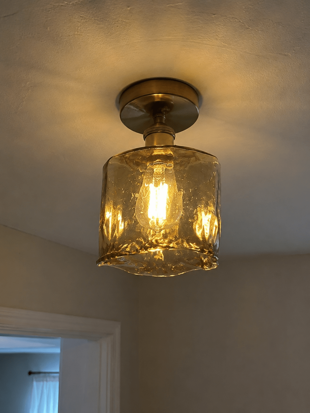 Josephine | Ruffled Amber Glass Ceiling Lamp - Luma House