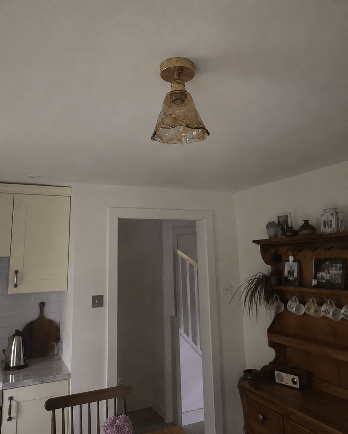 Josephine | Ruffled Amber Glass Ceiling Lamp - Luma House