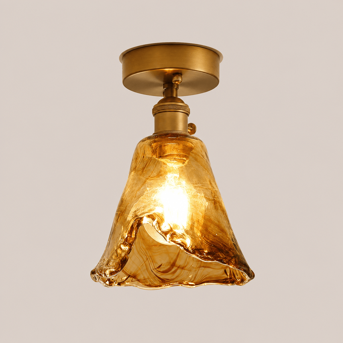 Josephine | Ruffled Amber Glass Ceiling Lamp - Luma House