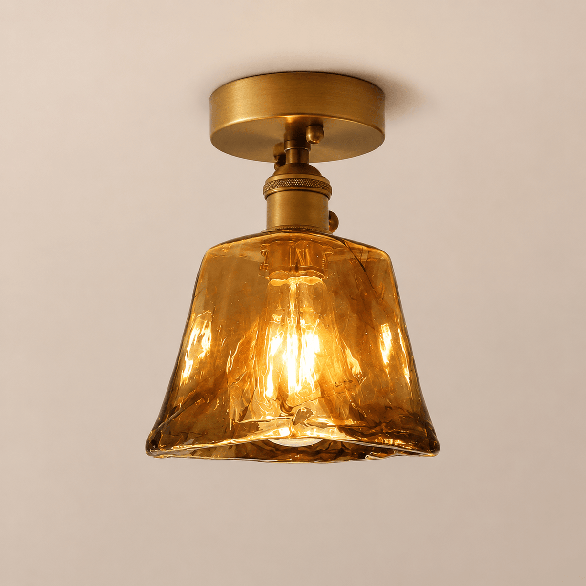 Josephine | Ruffled Amber Glass Ceiling Lamp - Luma House