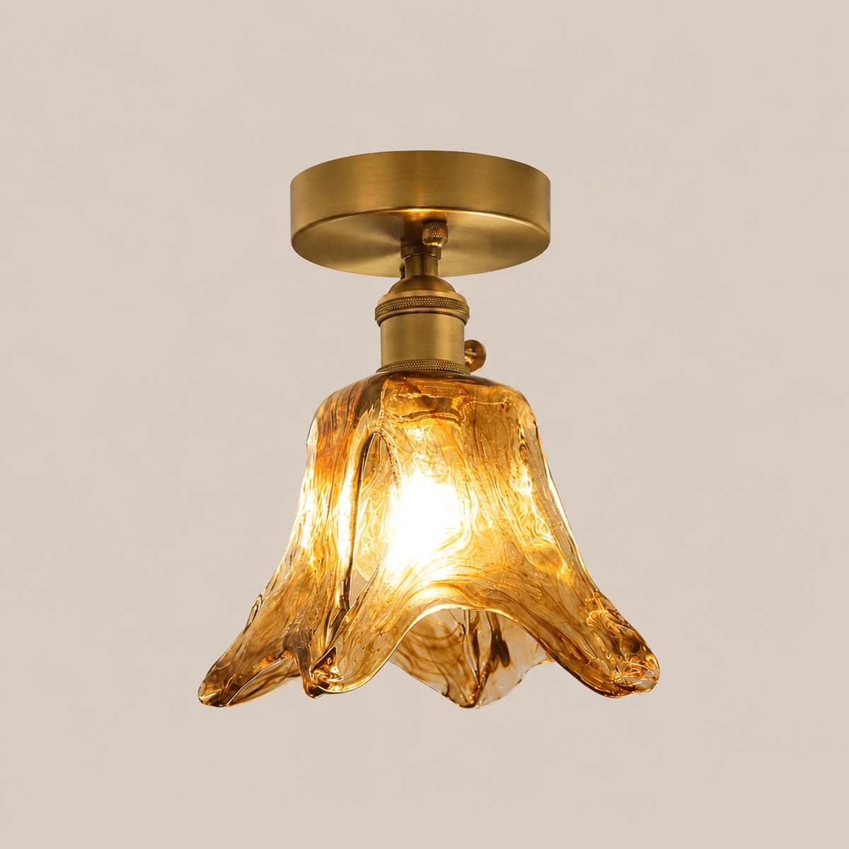 Josephine | Ruffled Amber Glass Ceiling Lamp - Luma House