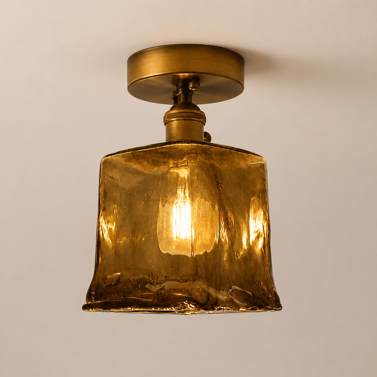 Josephine | Ruffled Amber Glass Ceiling Lamp - Luma House