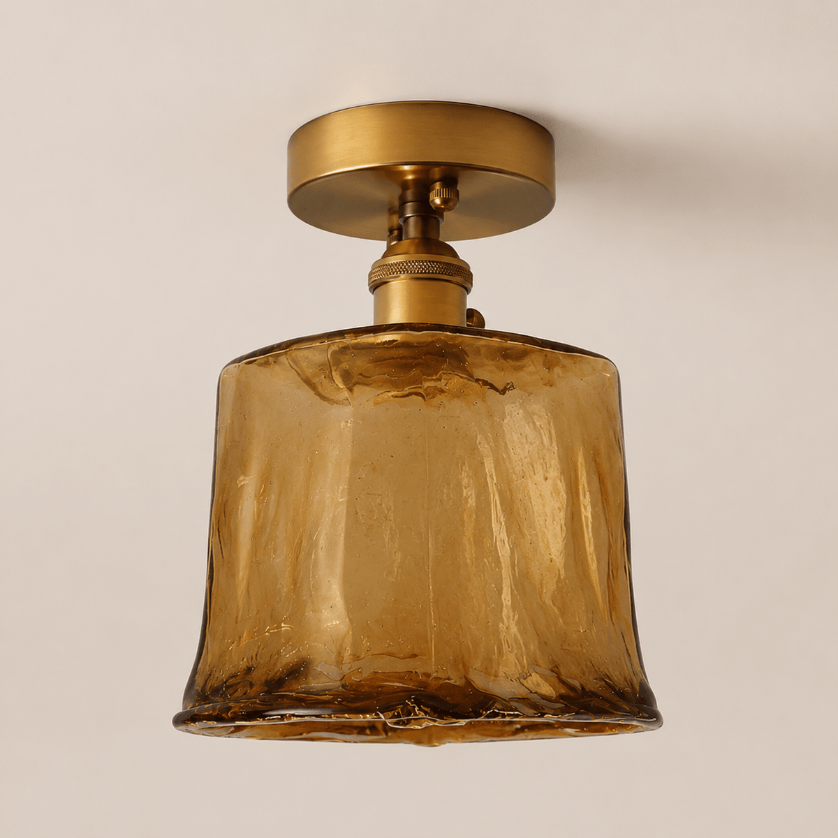 Josephine | Ruffled Amber Glass Ceiling Lamp - Luma House
