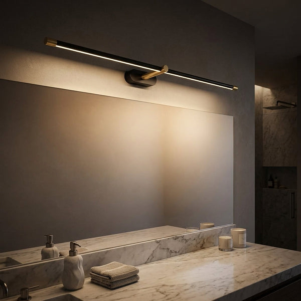 Linear Sconce Integrated LED Light Bar Black Brass Metal Hardwired Wall Vanity