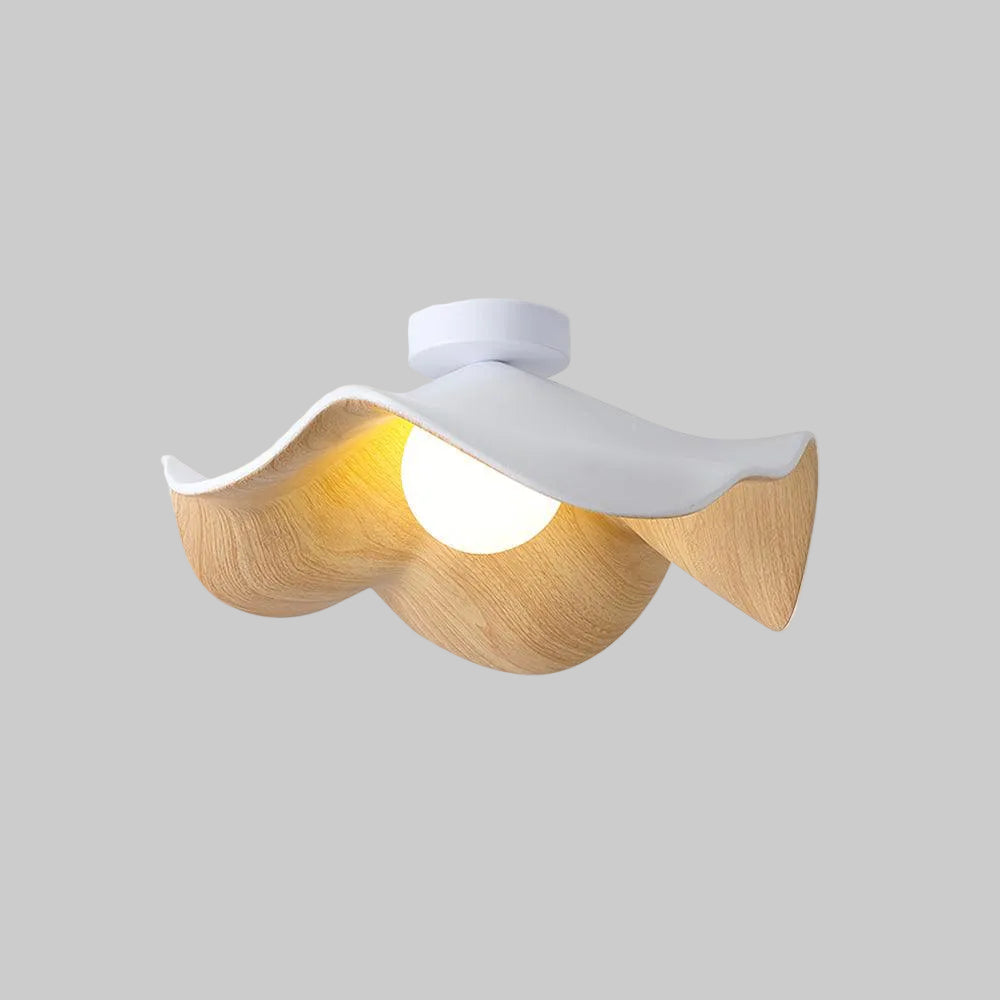 Lotus Leaf Wood Ceiling Light – White & Wood color