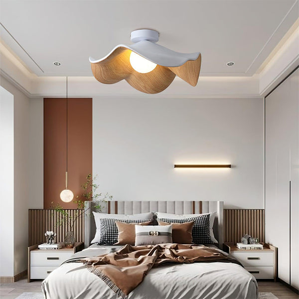 Leaf Ceiling Light Wavy Lotus Shade Semi Flush Mount 11 or 15.7 Inch Bedroom
