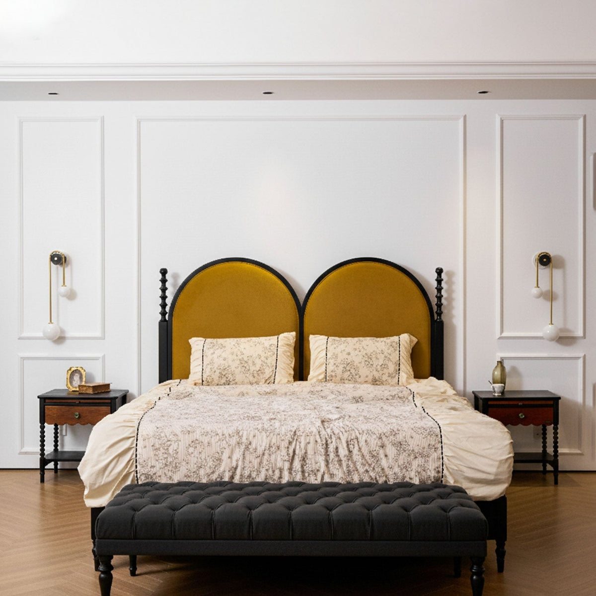 Offset shade height detail on Alcoutim wall sconce